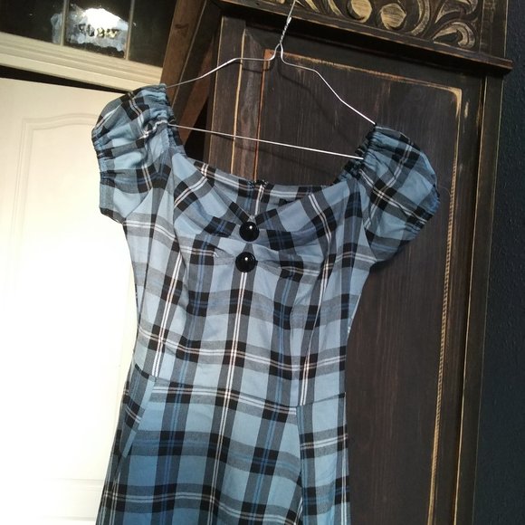 Collectif Blue Plaid Dolores Doll Dress - Picture 6 of 7